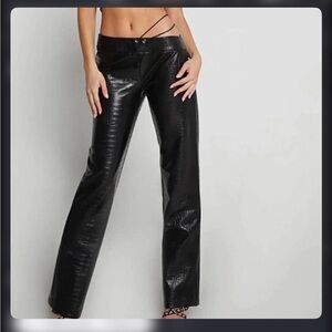 Tiger Mist Black Faux Leather Straight-Leg Pants